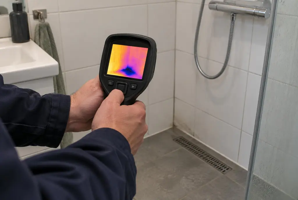 Lekdetectie Bodegraven – lekdetectiespecialist met warmtebeeldcamera in een badkamer