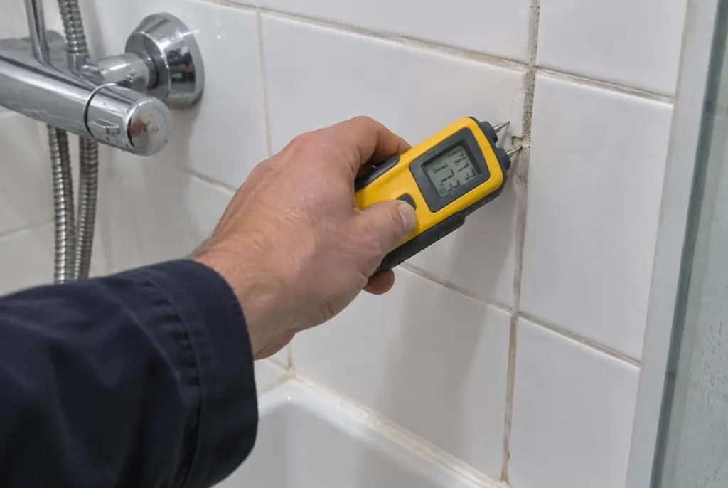 Lekdetectie Bodegraven – vochtmeter op badkamertegels bij de douche