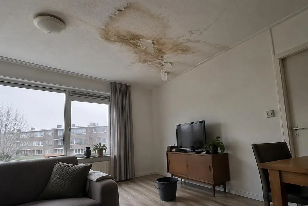 Lekdetectie Bodegraven – vochtplek op het plafond onder een badkamer